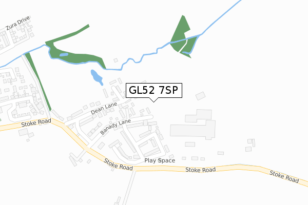 GL52 7SP map - large scale - OS Open Zoomstack (Ordnance Survey)