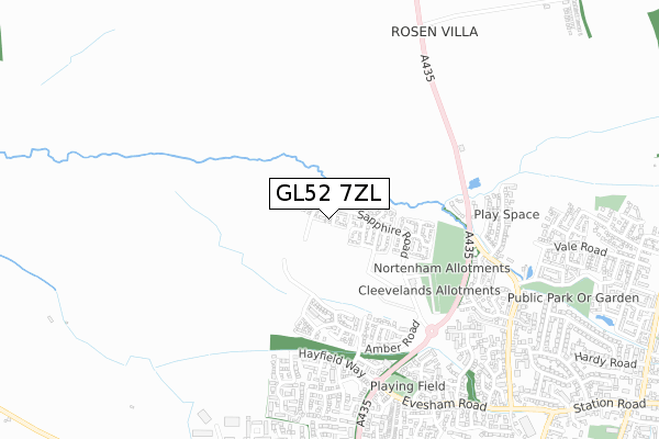 GL52 7ZL map - small scale - OS Open Zoomstack (Ordnance Survey)