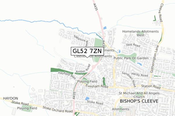 GL52 7ZN map - small scale - OS Open Zoomstack (Ordnance Survey)