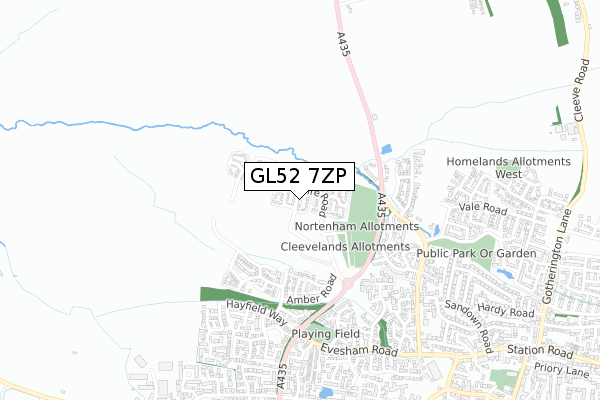 GL52 7ZP map - small scale - OS Open Zoomstack (Ordnance Survey)