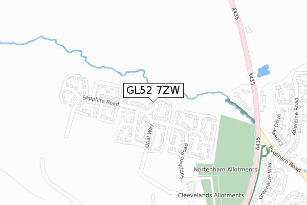 GL52 7ZW map - large scale - OS Open Zoomstack (Ordnance Survey)