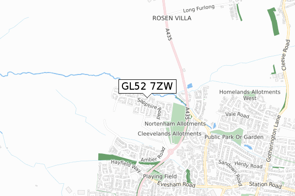 GL52 7ZW map - small scale - OS Open Zoomstack (Ordnance Survey)