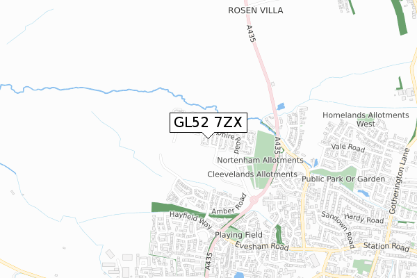 GL52 7ZX map - small scale - OS Open Zoomstack (Ordnance Survey) GL52 7ZX map - small scale - OS Open Zoomstack (Ordnance Survey)