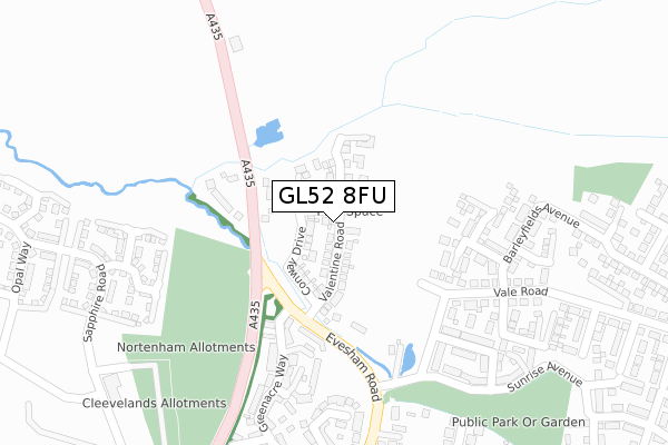 GL52 8FU map - large scale - OS Open Zoomstack (Ordnance Survey)