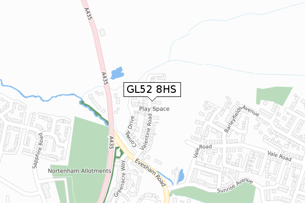 GL52 8HS map - large scale - OS Open Zoomstack (Ordnance Survey)