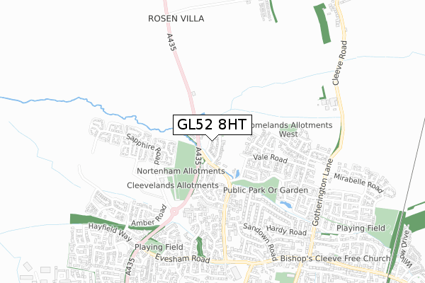 GL52 8HT map - small scale - OS Open Zoomstack (Ordnance Survey)