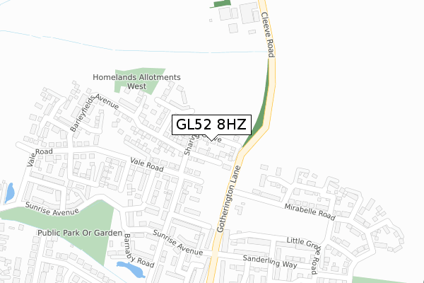 GL52 8HZ map - large scale - OS Open Zoomstack (Ordnance Survey)