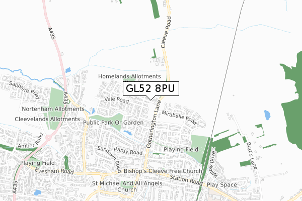 GL52 8PU map - small scale - OS Open Zoomstack (Ordnance Survey) GL52 8PU map - small scale - OS Open Zoomstack (Ordnance Survey)