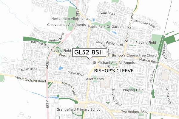 GL52 8SH map - small scale - OS Open Zoomstack (Ordnance Survey)