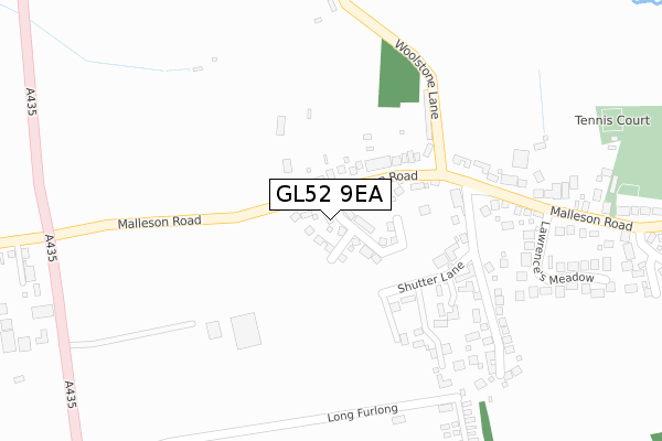 GL52 9EA map - large scale - OS Open Zoomstack (Ordnance Survey)