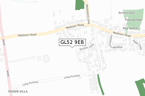 GL52 9EB map - large scale - OS Open Zoomstack (Ordnance Survey)