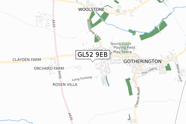 GL52 9EB map - small scale - OS Open Zoomstack (Ordnance Survey)