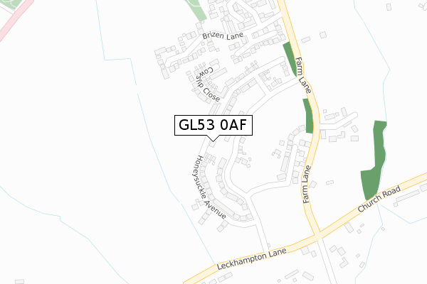 GL53 0AF map - large scale - OS Open Zoomstack (Ordnance Survey)