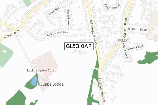GL53 0AP map - large scale - OS Open Zoomstack (Ordnance Survey)