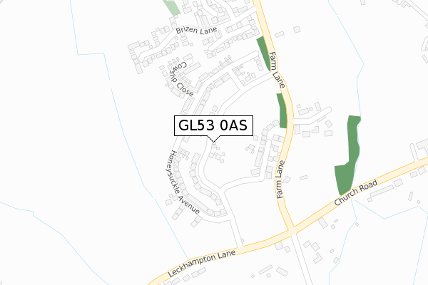 GL53 0AS map - large scale - OS Open Zoomstack (Ordnance Survey)