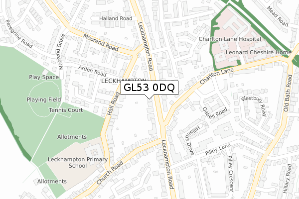 GL53 0DQ map - large scale - OS Open Zoomstack (Ordnance Survey)