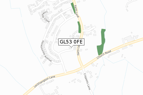 GL53 0FE map - large scale - OS Open Zoomstack (Ordnance Survey)