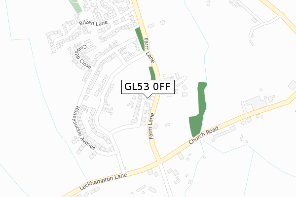 GL53 0FF map - large scale - OS Open Zoomstack (Ordnance Survey)