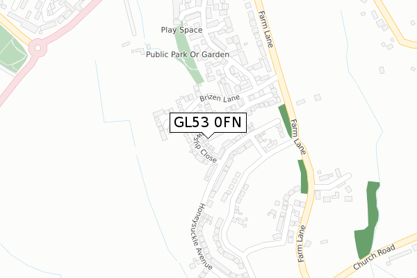 GL53 0FN map - large scale - OS Open Zoomstack (Ordnance Survey)