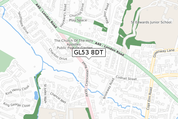 GL53 8DT map - large scale - OS Open Zoomstack (Ordnance Survey)