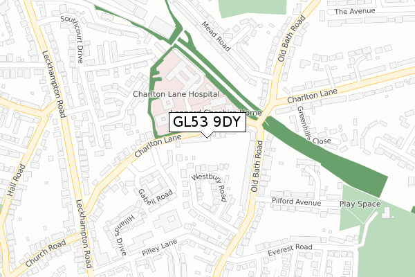 GL53 9DY map - large scale - OS Open Zoomstack (Ordnance Survey)