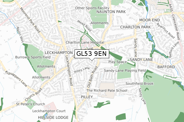 GL53 9EN map - small scale - OS Open Zoomstack (Ordnance Survey)