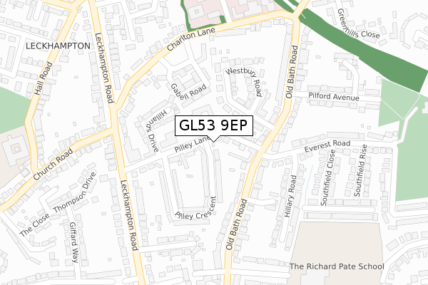 GL53 9EP map - large scale - OS Open Zoomstack (Ordnance Survey)