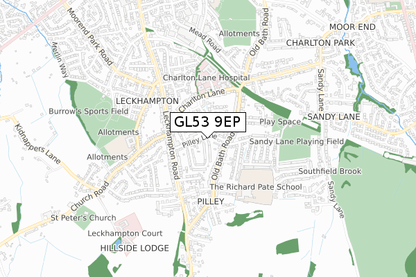 GL53 9EP map - small scale - OS Open Zoomstack (Ordnance Survey)