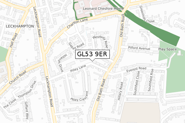 GL53 9ER map - large scale - OS Open Zoomstack (Ordnance Survey)