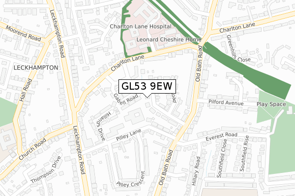 GL53 9EW map - large scale - OS Open Zoomstack (Ordnance Survey)