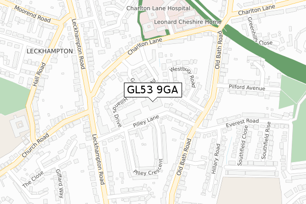 GL53 9GA map - large scale - OS Open Zoomstack (Ordnance Survey)