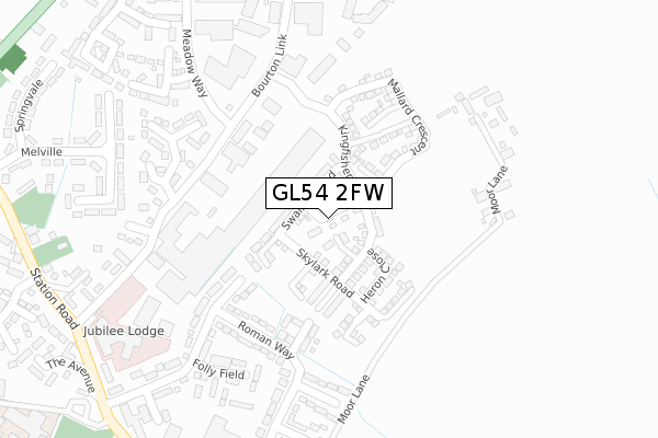 GL54 2FW map - large scale - OS Open Zoomstack (Ordnance Survey)