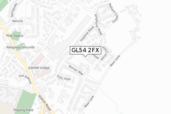 GL54 2FX map - large scale - OS Open Zoomstack (Ordnance Survey)