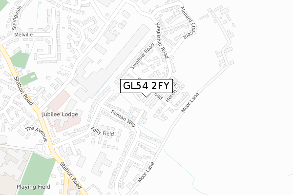 GL54 2FY map - large scale - OS Open Zoomstack (Ordnance Survey)