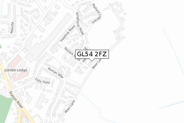 GL54 2FZ map - large scale - OS Open Zoomstack (Ordnance Survey)