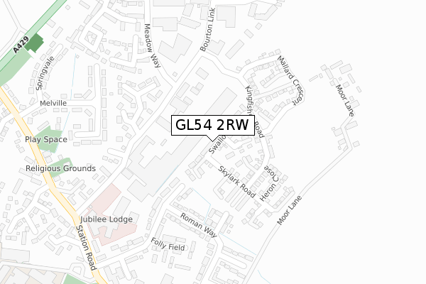 GL54 2RW map - large scale - OS Open Zoomstack (Ordnance Survey)