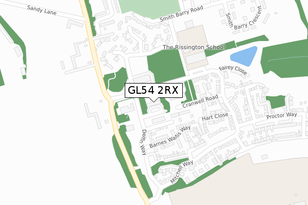 GL54 2RX map - large scale - OS Open Zoomstack (Ordnance Survey)