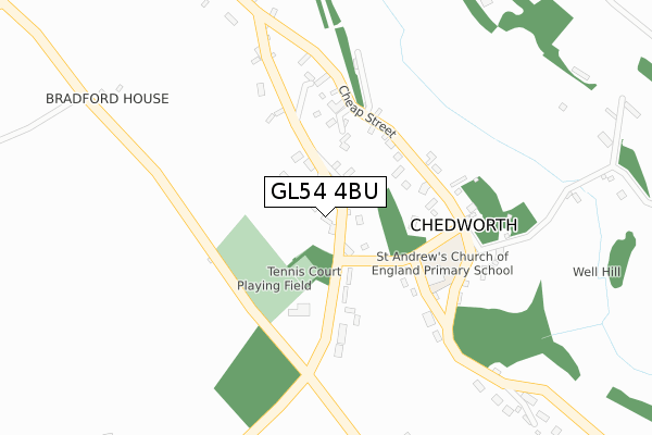 GL54 4BU map - large scale - OS Open Zoomstack (Ordnance Survey) GL54 4BU map - large scale - OS Open Zoomstack (Ordnance Survey)