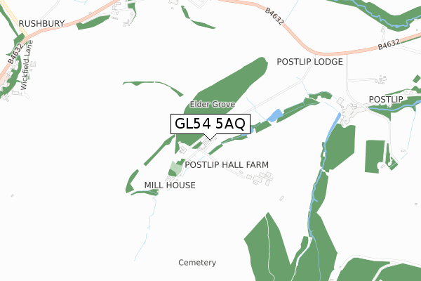 GL54 5AQ map - small scale - OS Open Zoomstack (Ordnance Survey)