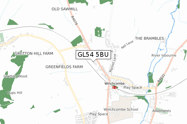 GL54 5BU map - small scale - OS Open Zoomstack (Ordnance Survey)