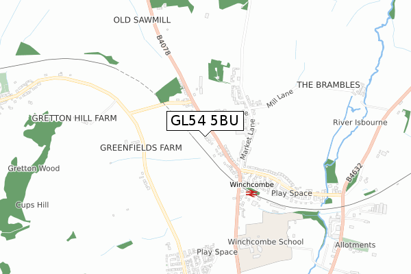 GL54 5BU map - small scale - OS Open Zoomstack (Ordnance Survey) GL54 5BU map - small scale - OS Open Zoomstack (Ordnance Survey)