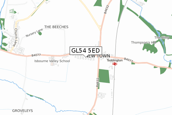 GL54 5ED map - small scale - OS Open Zoomstack (Ordnance Survey) GL54 5ED map - small scale - OS Open Zoomstack (Ordnance Survey)