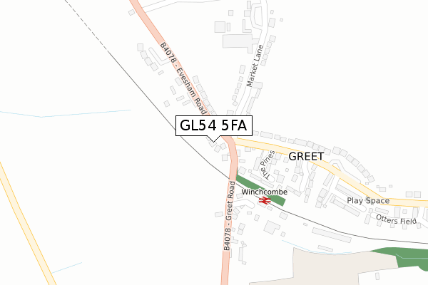 GL54 5FA map - large scale - OS Open Zoomstack (Ordnance Survey)