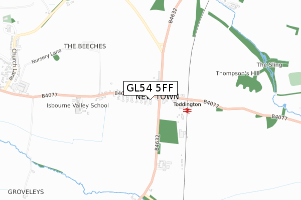 GL54 5FF map - small scale - OS Open Zoomstack (Ordnance Survey)