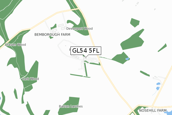 GL54 5FL map - small scale - OS Open Zoomstack (Ordnance Survey)