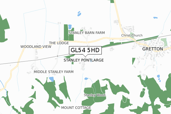 GL54 5HD map - small scale - OS Open Zoomstack (Ordnance Survey)