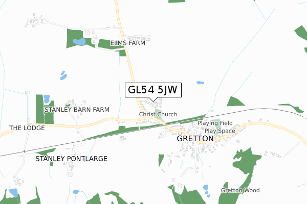 GL54 5JW map - small scale - OS Open Zoomstack (Ordnance Survey)