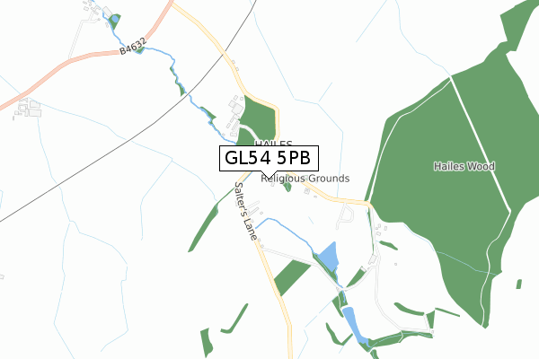 GL54 5PB map - small scale - OS Open Zoomstack (Ordnance Survey)