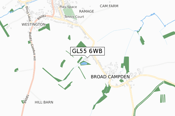 GL55 6WB map - small scale - OS Open Zoomstack (Ordnance Survey)