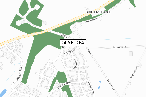 GL56 0FA map - large scale - OS Open Zoomstack (Ordnance Survey)